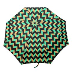 Modern Retro Chevron Patchwork Pattern Folding Umbrellas