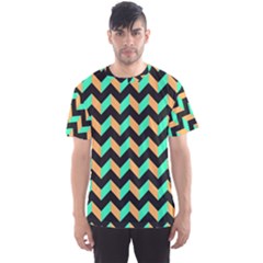 Modern Retro Chevron Patchwork Pattern Men s Sport Mesh Tees