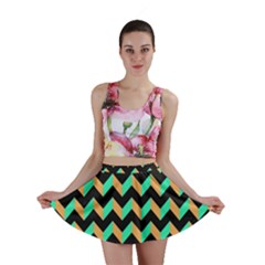 Modern Retro Chevron Patchwork Pattern Mini Skirts