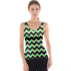 Modern Retro Chevron Patchwork Pattern Tank Tops