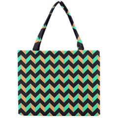 Modern Retro Chevron Patchwork Pattern Tiny Tote Bags