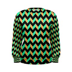 Modern Retro Chevron Patchwork Pattern Women s Sweatshirts by GardenOfOphir