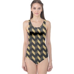 Modern Retro Chevron Patchwork Pattern Women s One Piece Swimsuits by GardenOfOphir