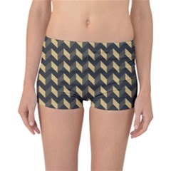 Modern Retro Chevron Patchwork Pattern Reversible Boyleg Bikini Bottoms