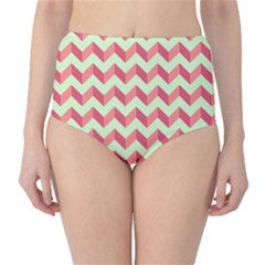 Modern Retro Chevron Patchwork Pattern High-waist Bikini Bottoms by GardenOfOphir