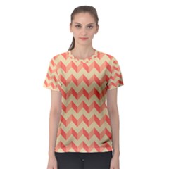 Modern Retro Chevron Patchwork Pattern Women s Sport Mesh Tees