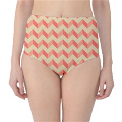 Modern Retro Chevron Patchwork Pattern High-waist Bikini Bottoms