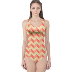 Modern Retro Chevron Patchwork Pattern Women s One Piece Swimsuits by GardenOfOphir