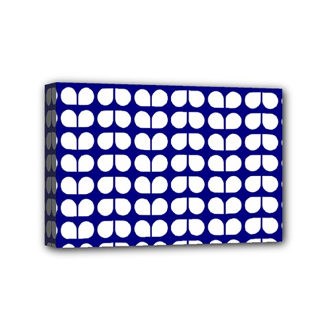 Blue And White Leaf Pattern Mini Canvas 6  X 4 