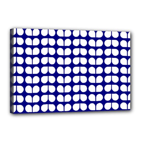 Blue And White Leaf Pattern Canvas 18  X 12 