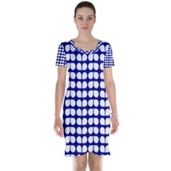 Blue And White Leaf Pattern Short Sleeve Nightdresses