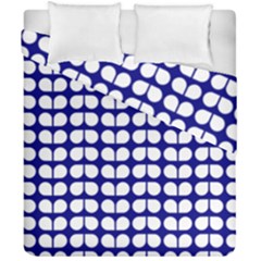 Blue And White Leaf Pattern Duvet Cover (double Size)