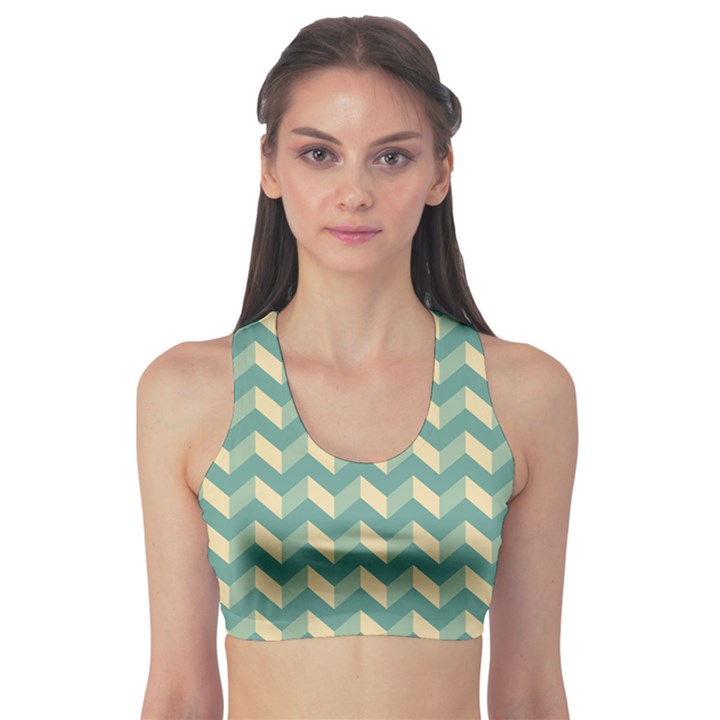 Modern Retro Chevron Patchwork Pattern Sports Bra