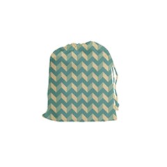 Modern Retro Chevron Patchwork Pattern Drawstring Pouches (small) 