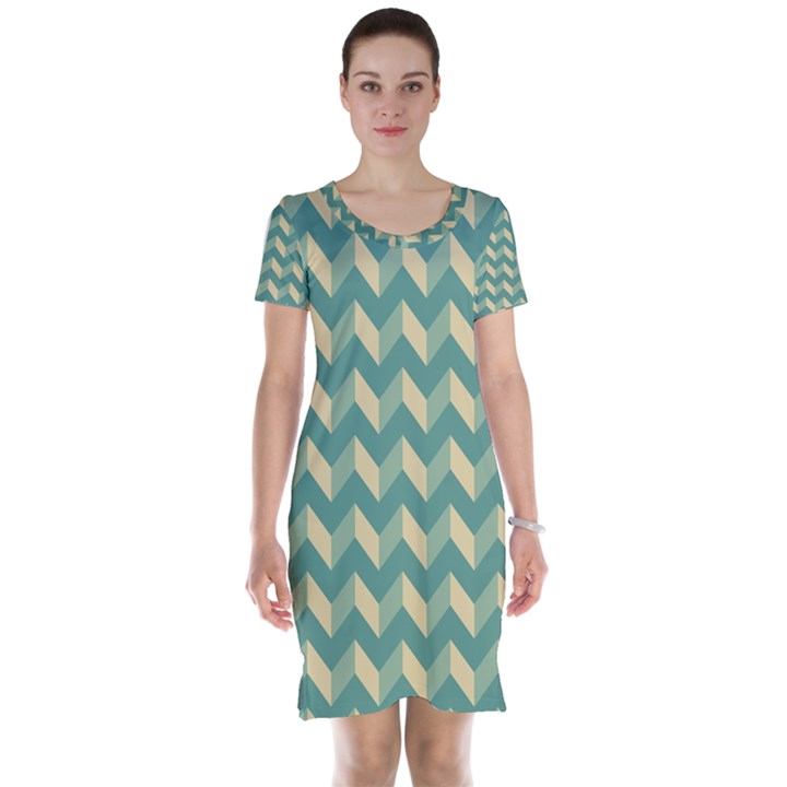 Modern Retro Chevron Patchwork Pattern Short Sleeve Nightdresses