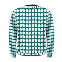 Teal And White Leaf Pattern Men s Sweatshirts by GardenOfOphir