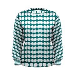 Teal And White Leaf Pattern Women s Sweatshirts by GardenOfOphir