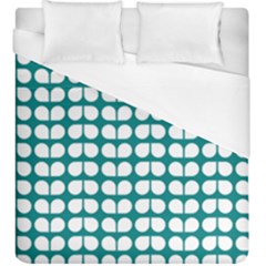 Teal And White Leaf Pattern Duvet Cover Single Side (kingsize)