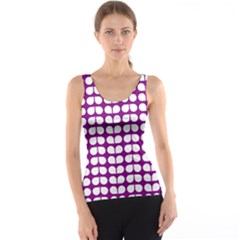 Purple And White Leaf Pattern Tank Tops by GardenOfOphir