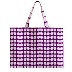 Purple And White Leaf Pattern Zipper Tiny Tote Bags by GardenOfOphir