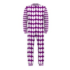 Purple And White Leaf Pattern Onepiece Jumpsuit (kids) by GardenOfOphir