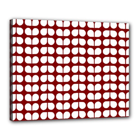 Red And White Leaf Pattern Canvas 20  X 16 