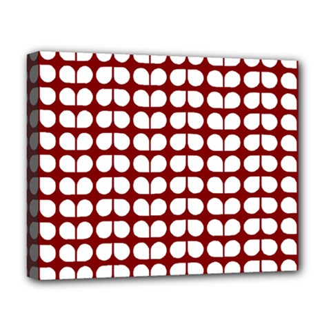 Red And White Leaf Pattern Deluxe Canvas 20  X 16   by GardenOfOphir