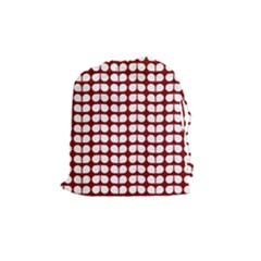 Red And White Leaf Pattern Drawstring Pouches (medium)  by GardenOfOphir