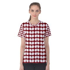 Red And White Leaf Pattern Women s Cotton Tees