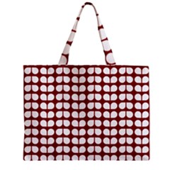 Red And White Leaf Pattern Zipper Tiny Tote Bags by GardenOfOphir