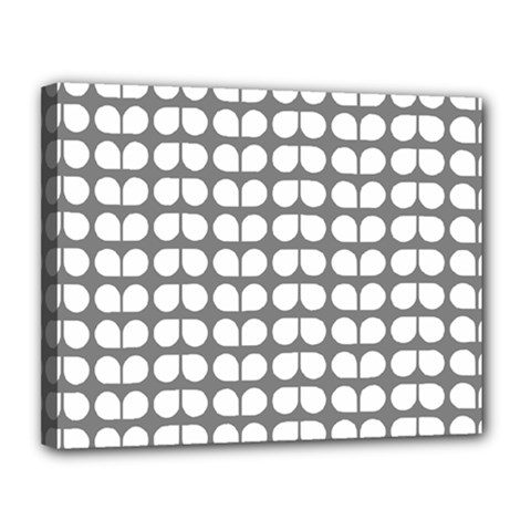 Gray And White Leaf Pattern Canvas 14  X 11  by GardenOfOphir