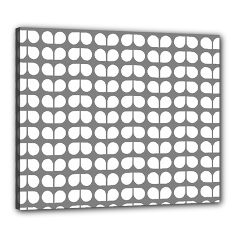 Gray And White Leaf Pattern Canvas 24  X 20 