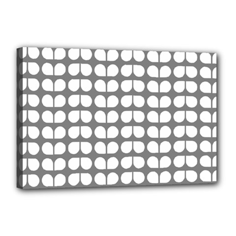 Gray And White Leaf Pattern Canvas 18  X 12 