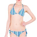 Blue Green Leaf Pattern Bikini Set View1