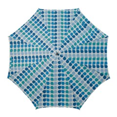 Blue Green Leaf Pattern Golf Umbrellas by GardenOfOphir