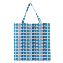 Blue Green Leaf Pattern Grocery Tote Bags by GardenOfOphir