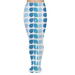 Blue Green Leaf Pattern Women s Tights by GardenOfOphir