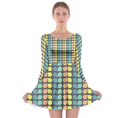 Colorful Leaf Pattern Long Sleeve Skater Dress by GardenOfOphir