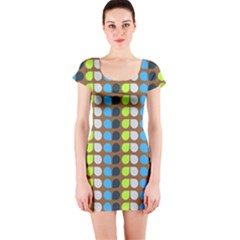 Colorful Leaf Pattern Short Sleeve Bodycon Dresses by GardenOfOphir