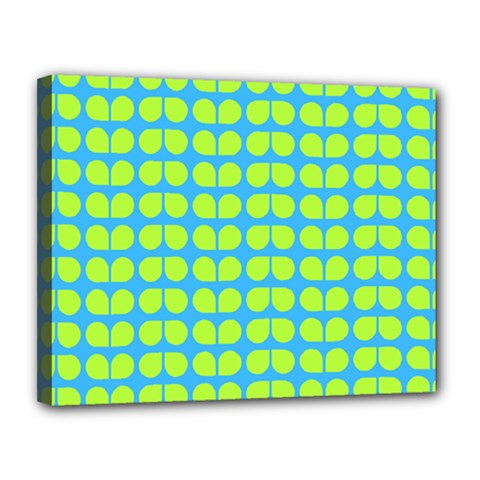 Blue Lime Leaf Pattern Canvas 14  X 11  by GardenOfOphir