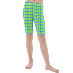 Blue Lime Leaf Pattern Kid s Swimwear by GardenOfOphir