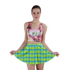 Blue Lime Leaf Pattern Mini Skirts by GardenOfOphir