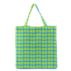 Blue Lime Leaf Pattern Grocery Tote Bags by GardenOfOphir