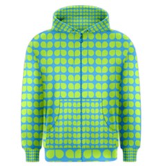 Blue Lime Leaf Pattern Men s Zipper Hoodies by GardenOfOphir