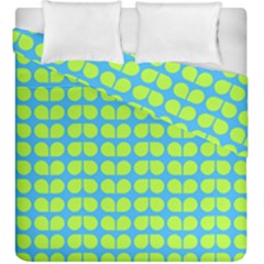 Blue Lime Leaf Pattern Duvet Cover (king Size) by GardenOfOphir