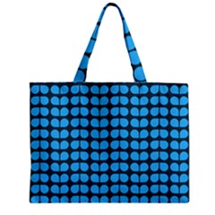 Blue Gray Leaf Pattern Zipper Tiny Tote Bags by GardenOfOphir