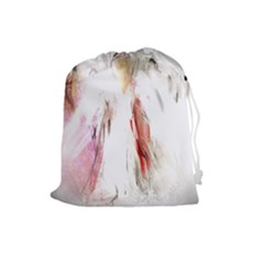 Abstract Angel In White Drawstring Pouches (large)  by digitaldivadesigns