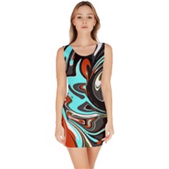 Abstract In Aqua, Orange, And Black Bodycon Dresses by digitaldivadesigns