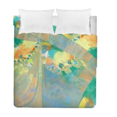 Abstract Flower Design In Turquoise And Yellows Duvet Cover (twin Size) by digitaldivadesigns