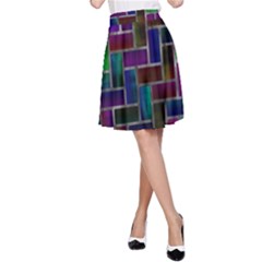 Colorful Rectangles Pattern A-line Skirt by LalyLauraFLM